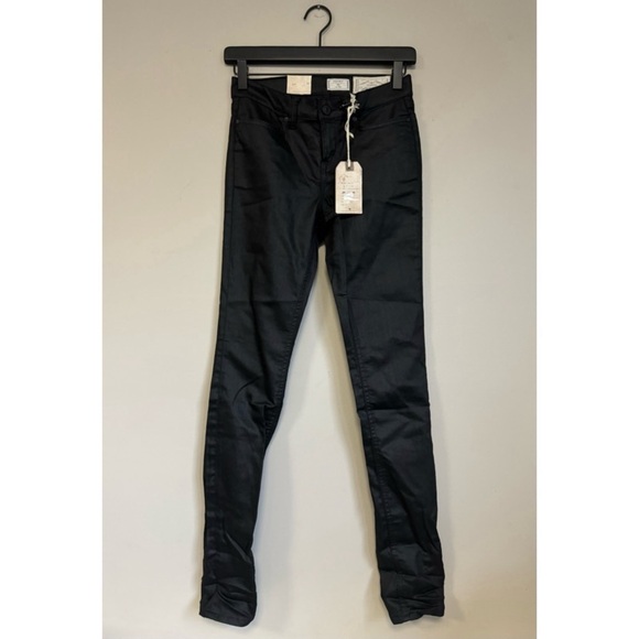 NEW ALLSAINTS Ashby Low-Rise Coated Skinny Jeans in Black - Picture 2 of 2